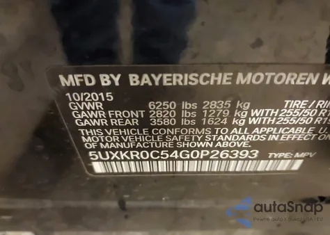 2016 BMW X5 xDrive35I z USA, uszkodzony, nr VIN 5UXKR0C54G0P26393